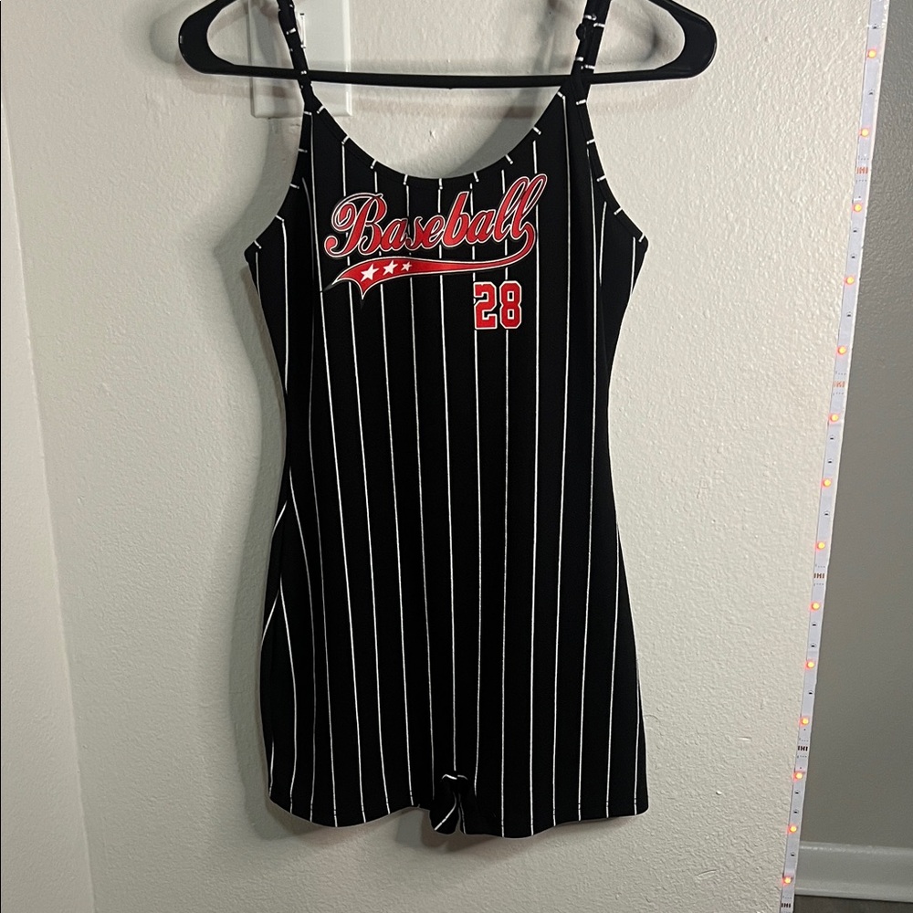 SHEIN Black and White Striped Jumpsuit